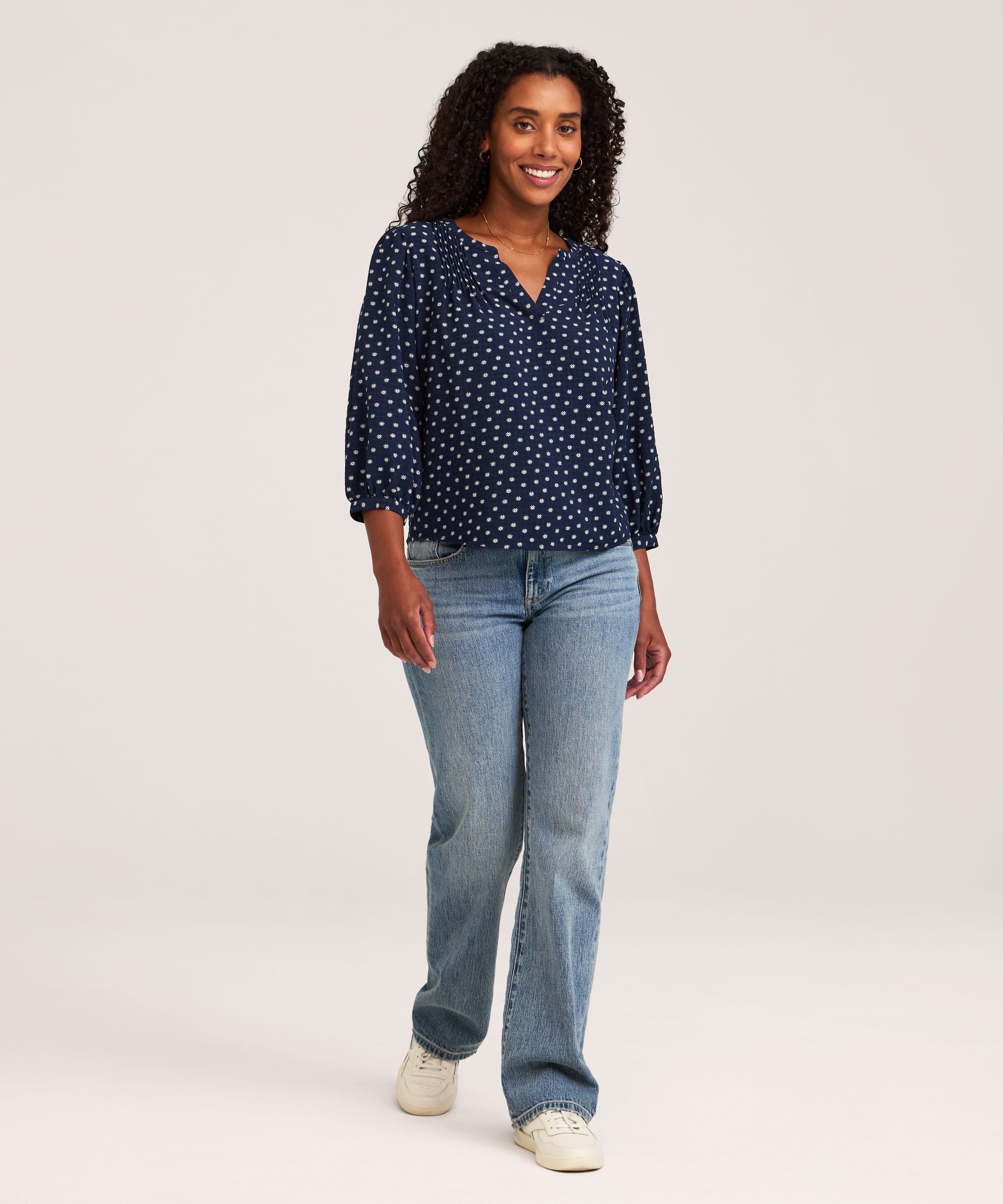 Denver Hayes Women's Long Sleeve Printed Poet Blouse