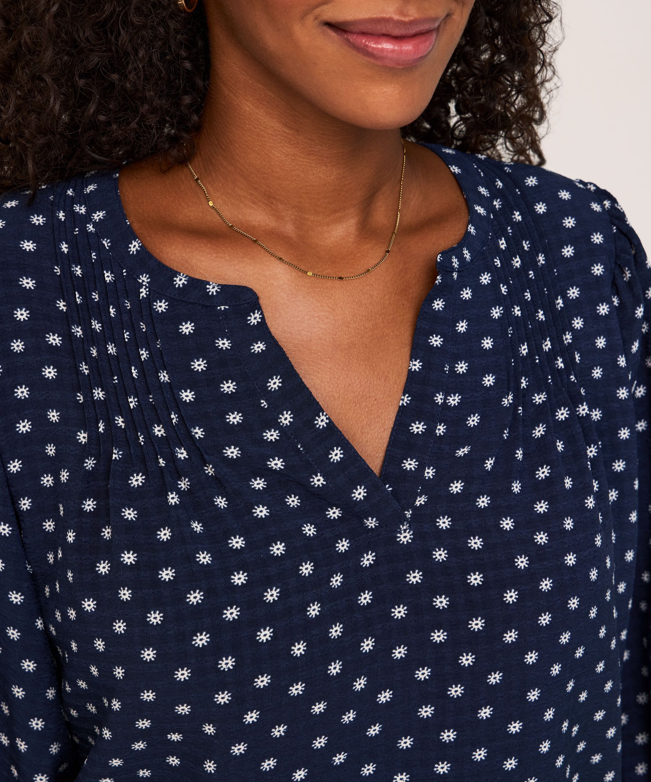 Denver Hayes Women's Long Sleeve Printed Poet Blouse