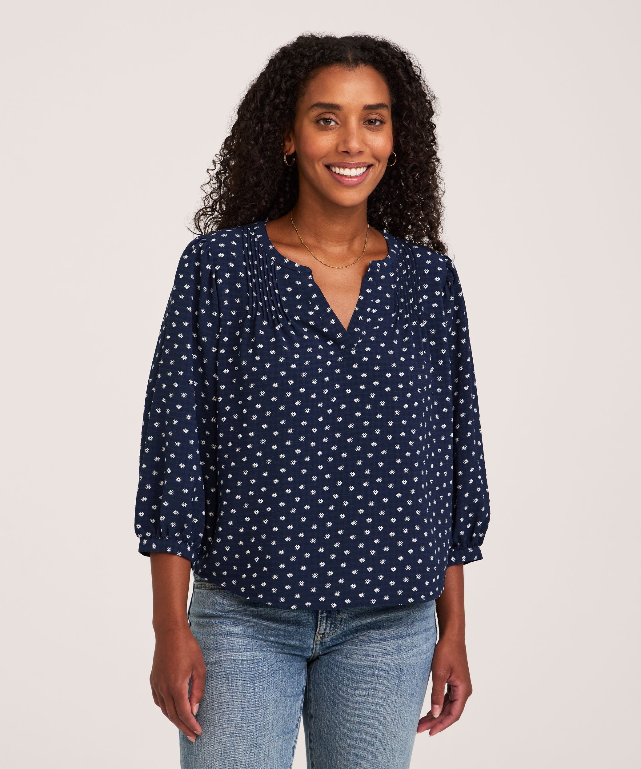 Denver Hayes Women's Long Sleeve Printed Poet Blouse