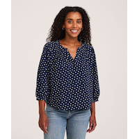 Chemisier de poète à imprimé et à manches longues pour femmes, Denver Hayes Front_Flat