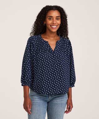 Denver Hayes Women's Long Sleeve Printed Poet Blouse