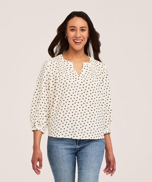 Denver Hayes Women's Long Sleeve Printed Poet Blouse