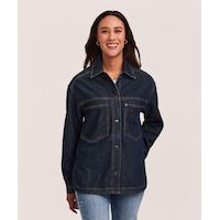 Denver Hayes Women's Long Sleeve Denim Overshirt Front_Flat