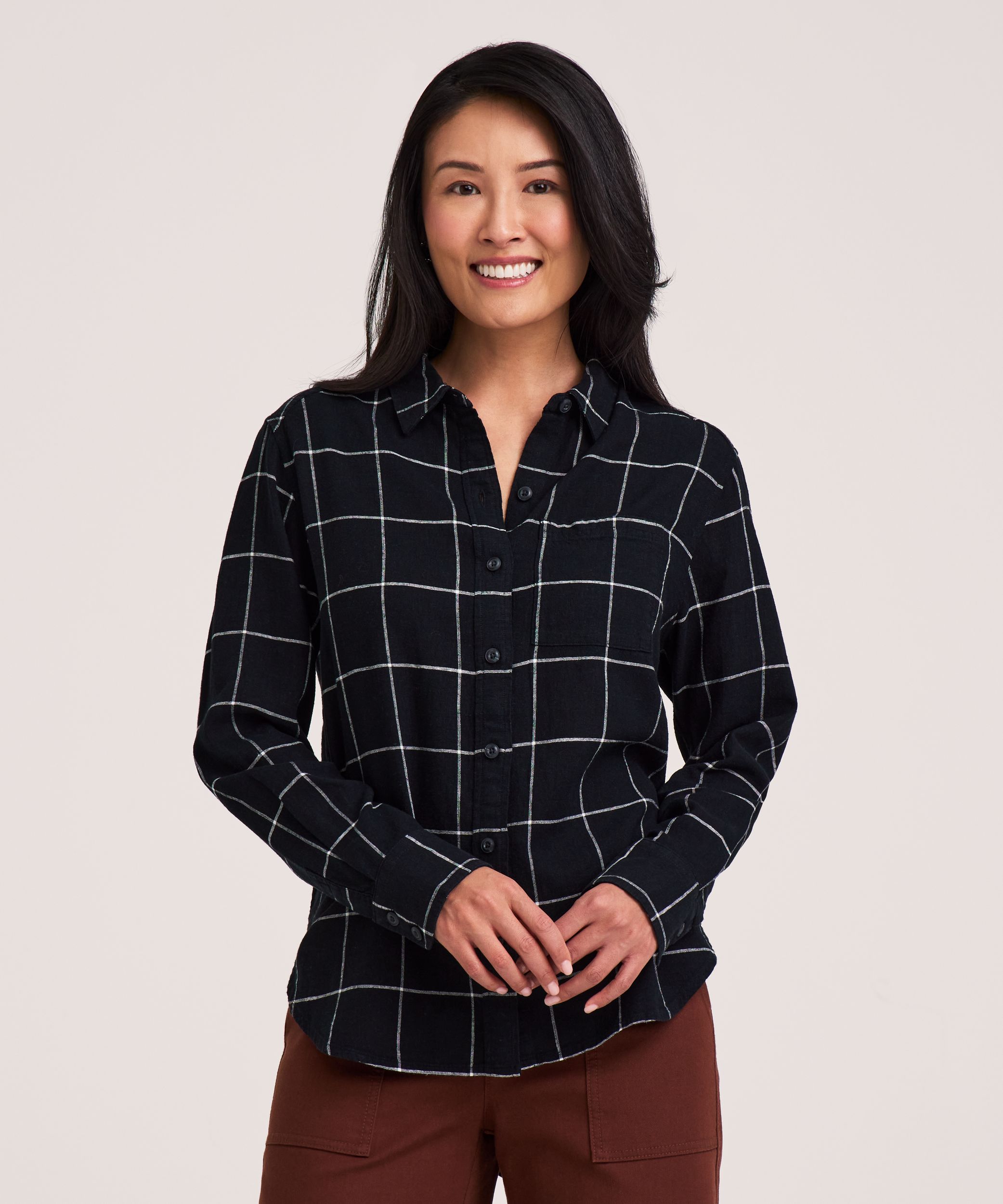 Chemise boutonnée à manches longues en mélange de lin à coupe décontractée pour femmes, Denver Hayes