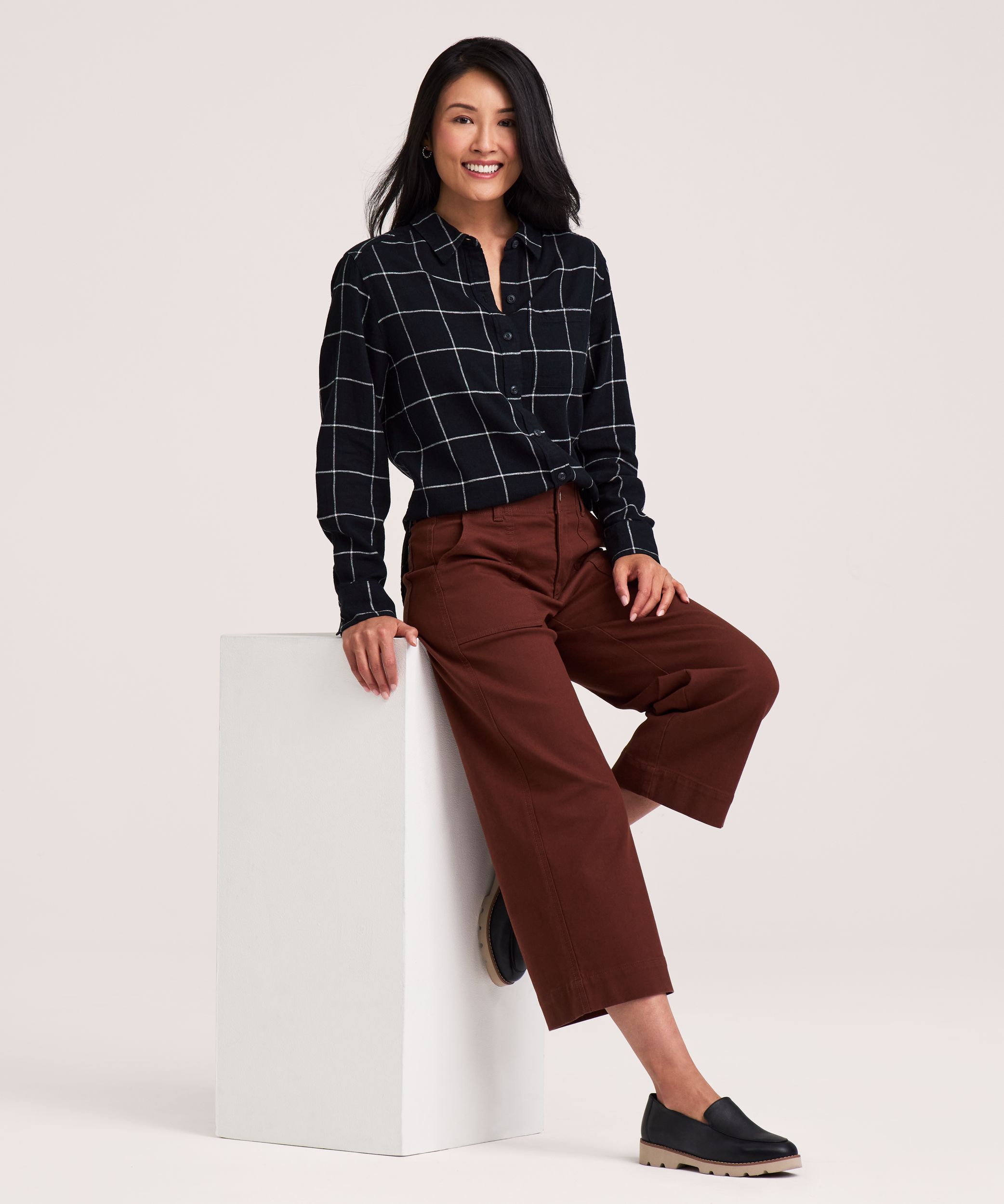 Chemise boutonnée à manches longues en mélange de lin à coupe décontractée pour femmes, Denver Hayes
