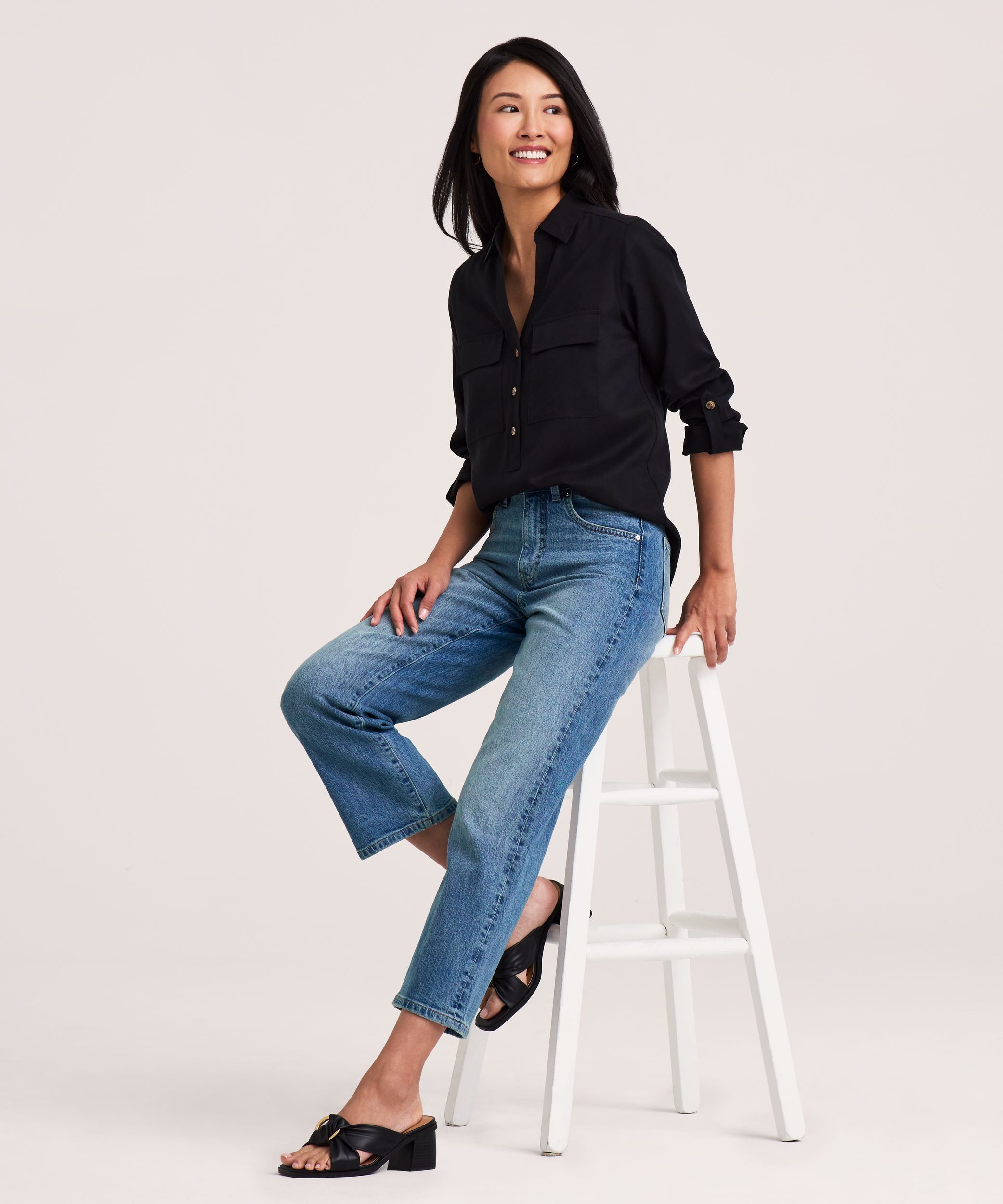 Denver Hayes Women's Long Sleeve Tencel Pullover Utility Shirt