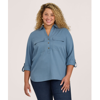 Chemise tout usage à enfiler et à manches longues en Tencel pour femmes, Denver Hayes