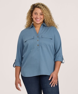 Denver Hayes Women's Long Sleeve Tencel Pullover Utility Shirt