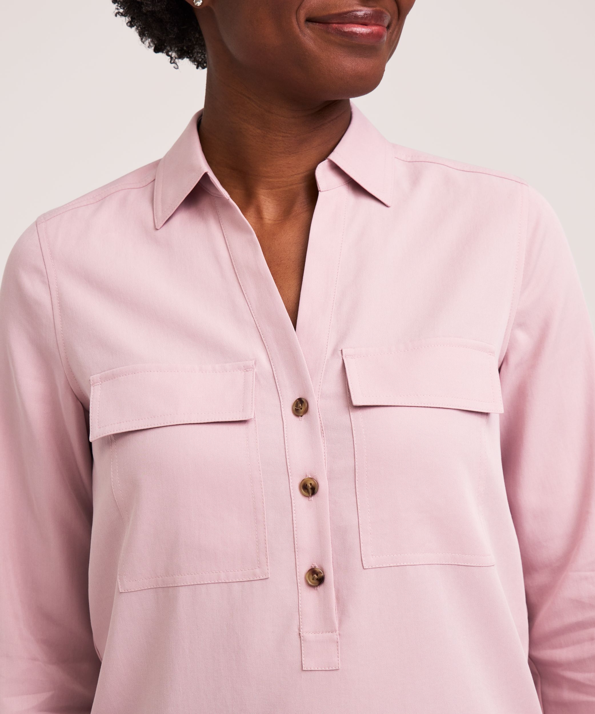 Chemise tout usage à enfiler et à manches longues en Tencel pour femmes, Denver Hayes