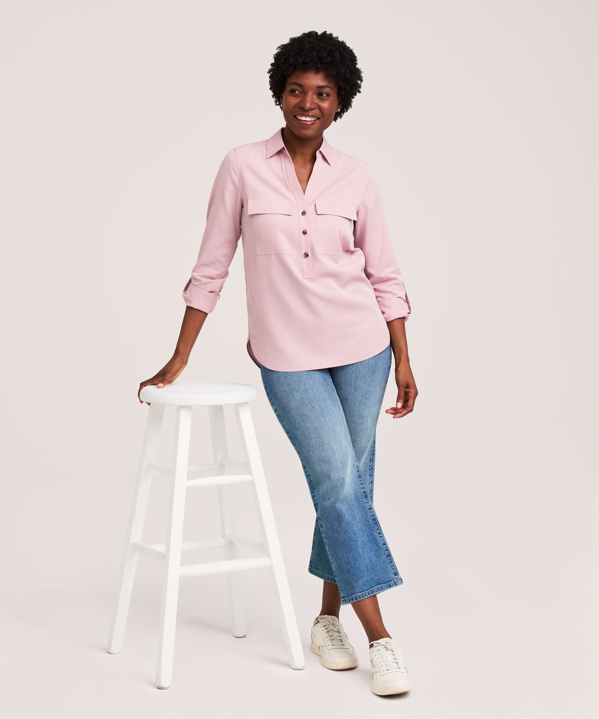 Chemise tout usage à enfiler et à manches longues en Tencel pour femmes, Denver Hayes