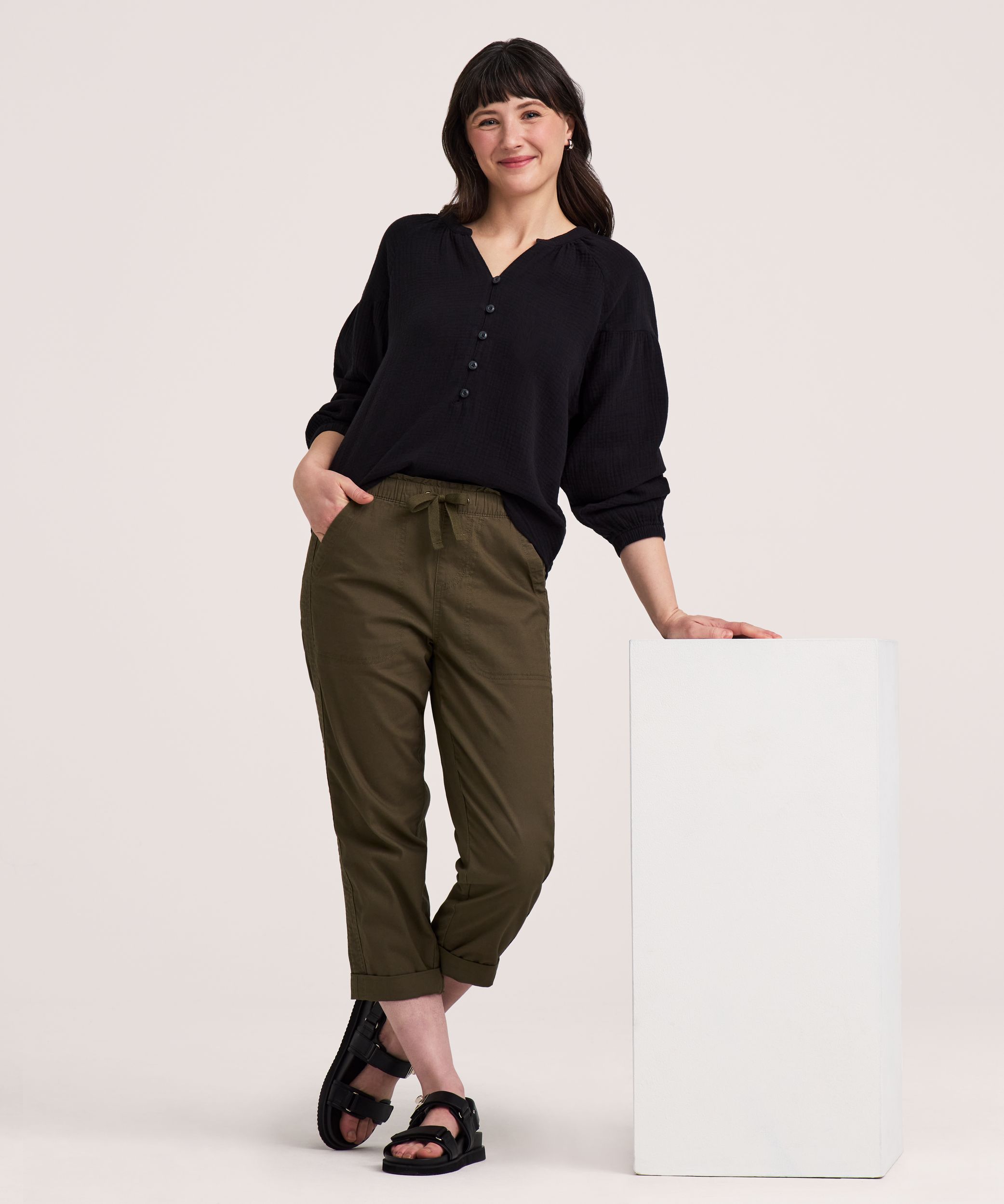 Denver Hayes Women's Long Sleeve Double Gauze Blouse