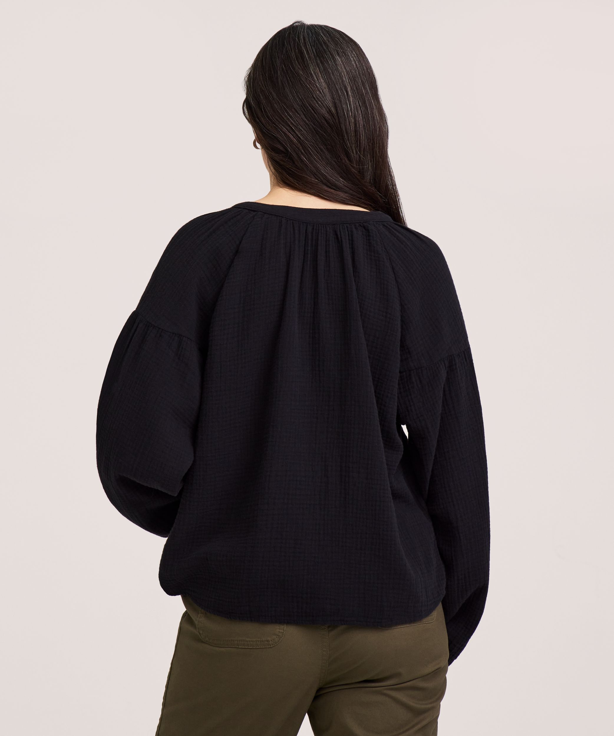 Denver Hayes Women's Long Sleeve Double Gauze Blouse