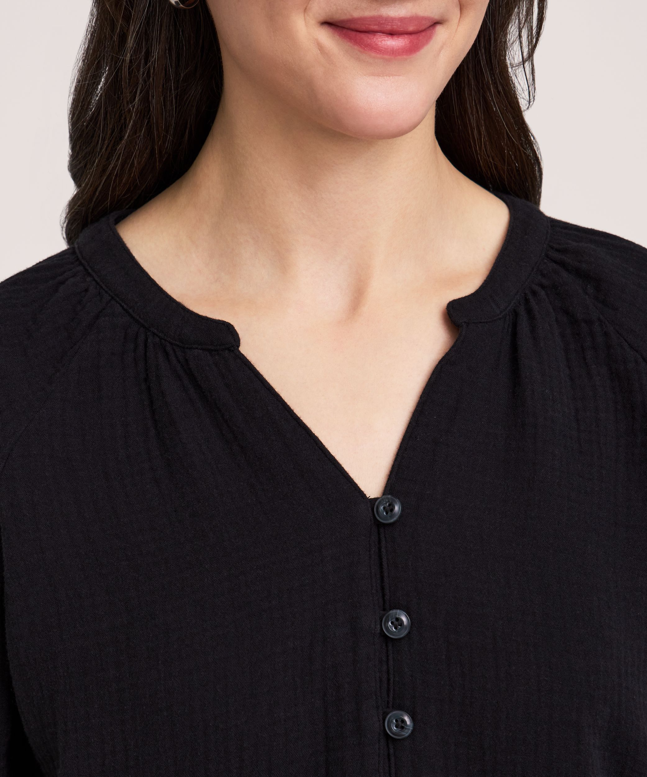 Denver Hayes Women's Long Sleeve Double Gauze Blouse