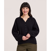 Blouse en mousseline double couche à manches longues pour femmes, Denver Hayes Front_Flat