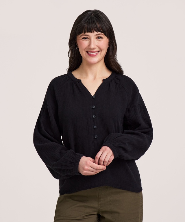 Denver Hayes Women's Long Sleeve Double Gauze Blouse