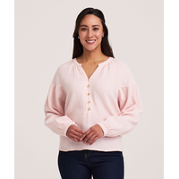 Blouse en mousseline double couche à manches longues pour femmes, Denver Hayes
