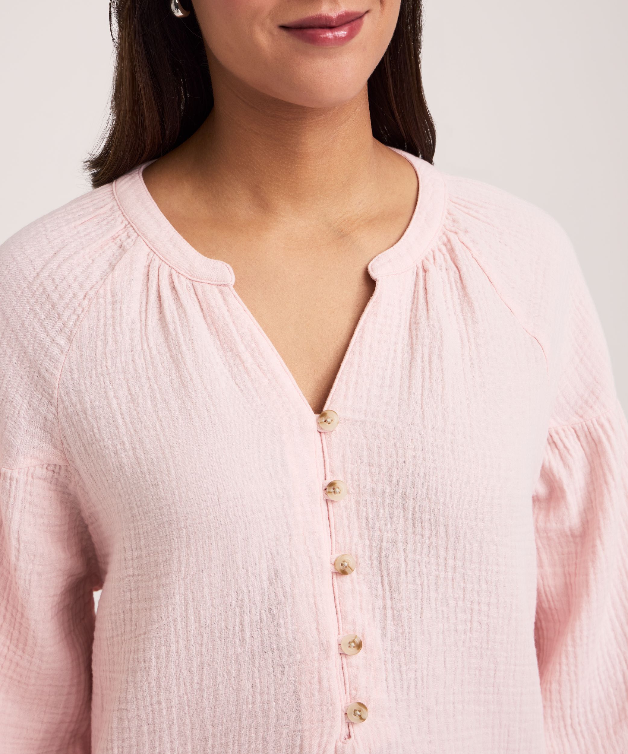 Blouse en mousseline double couche à manches longues pour femmes, Denver Hayes