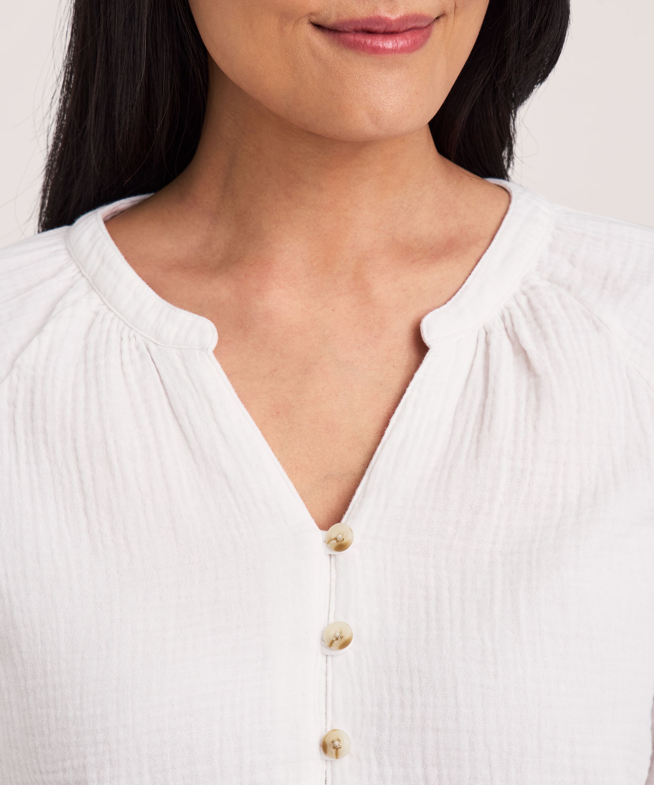 Blouse en mousseline double couche à manches longues pour femmes, Denver Hayes