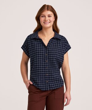 Chemise boutonnée décontractée en lin à manches courtes pour femmes, Denver Hayes