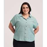 Denver Hayes Women's Short Sleeve Relaxed Button-Up Linen Shirt Front_Flat