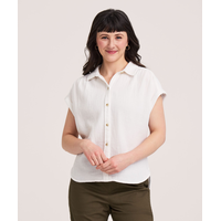 Chemise boutonnée décontractée à manches courtes en mousseline double pour femmes, Denver Hayes