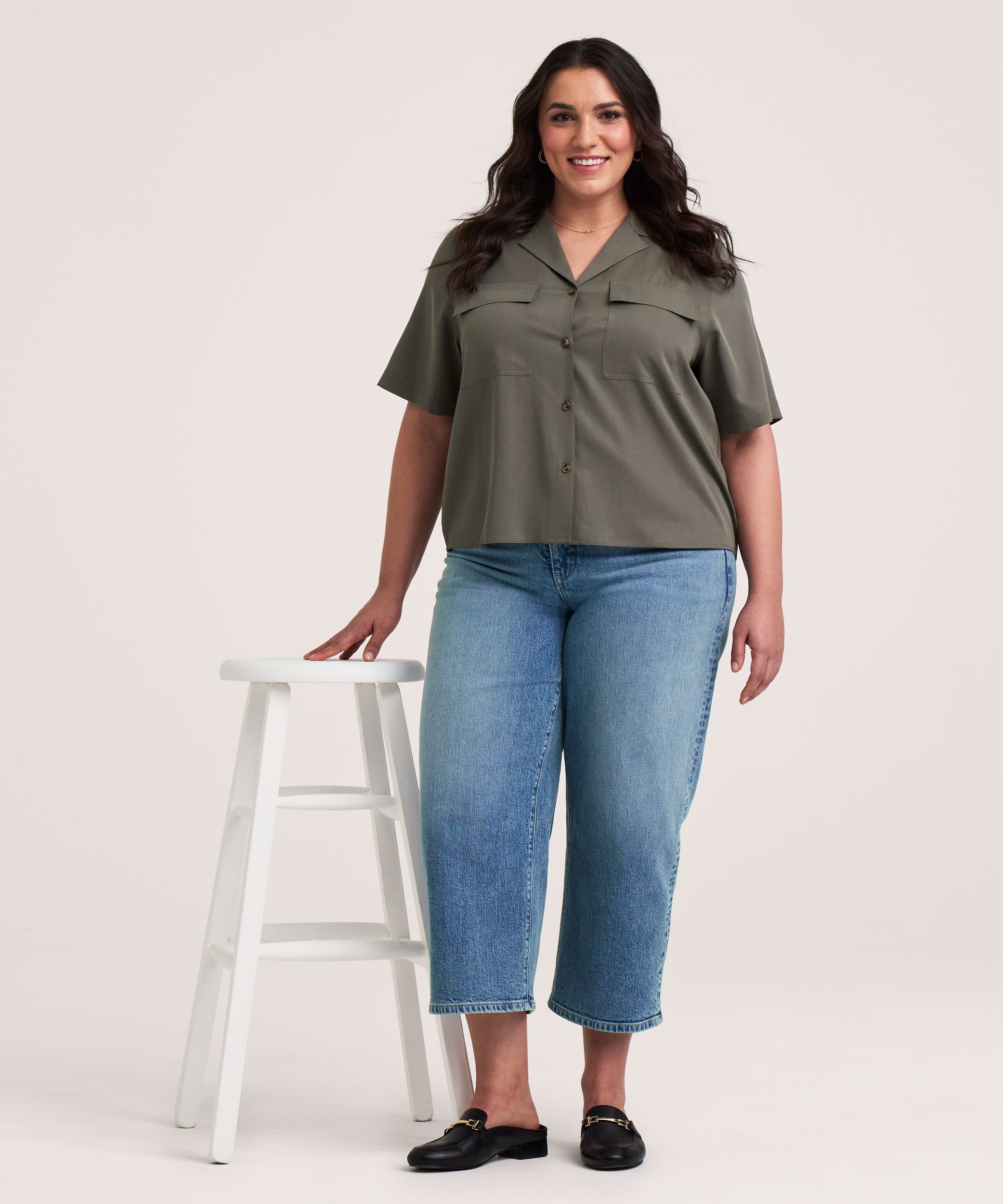 Chemise boutonnée décontractée tout-usage en Tencel à manches courtes pour femmes, Denver Hayes