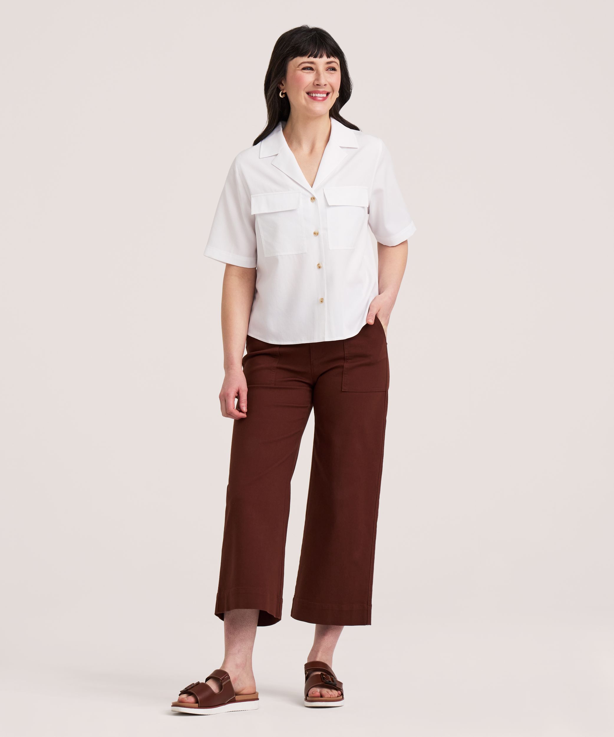 Chemise boutonnée décontractée tout-usage en Tencel à manches courtes pour femmes, Denver Hayes