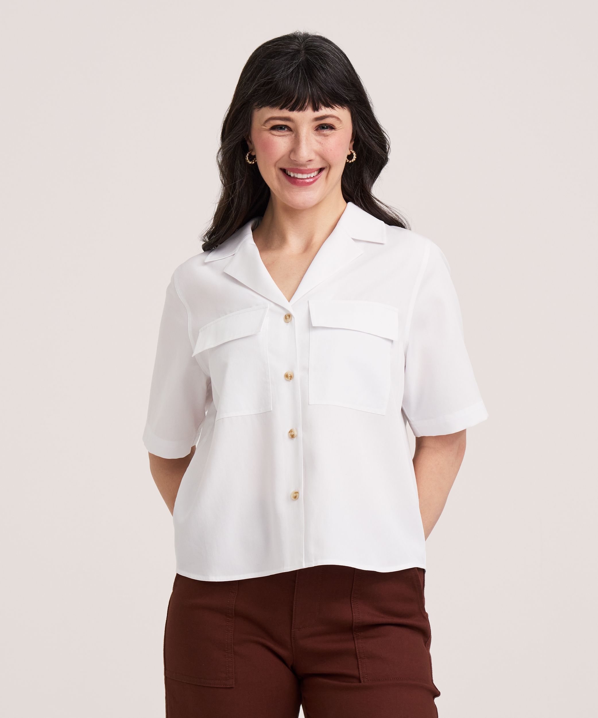 Chemise boutonnée décontractée tout-usage en Tencel à manches courtes pour femmes, Denver Hayes