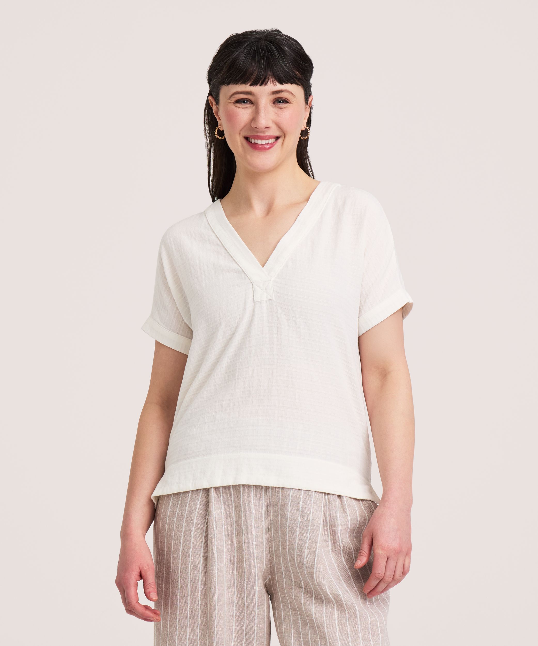 Blouse texturée légère à manches courtes pour femmes, Denver Hayes
