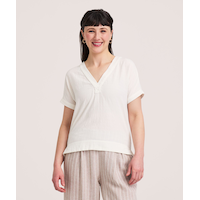 Denver Hayes Women's Short Sleeve Textured Paperweight Blouse