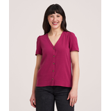 Denver Hayes Women's Short Sleeve Button-Up Shirt Front_Flat