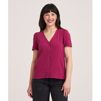 Denver Hayes Women's Short Sleeve Button-Up Shirt Front_Flat