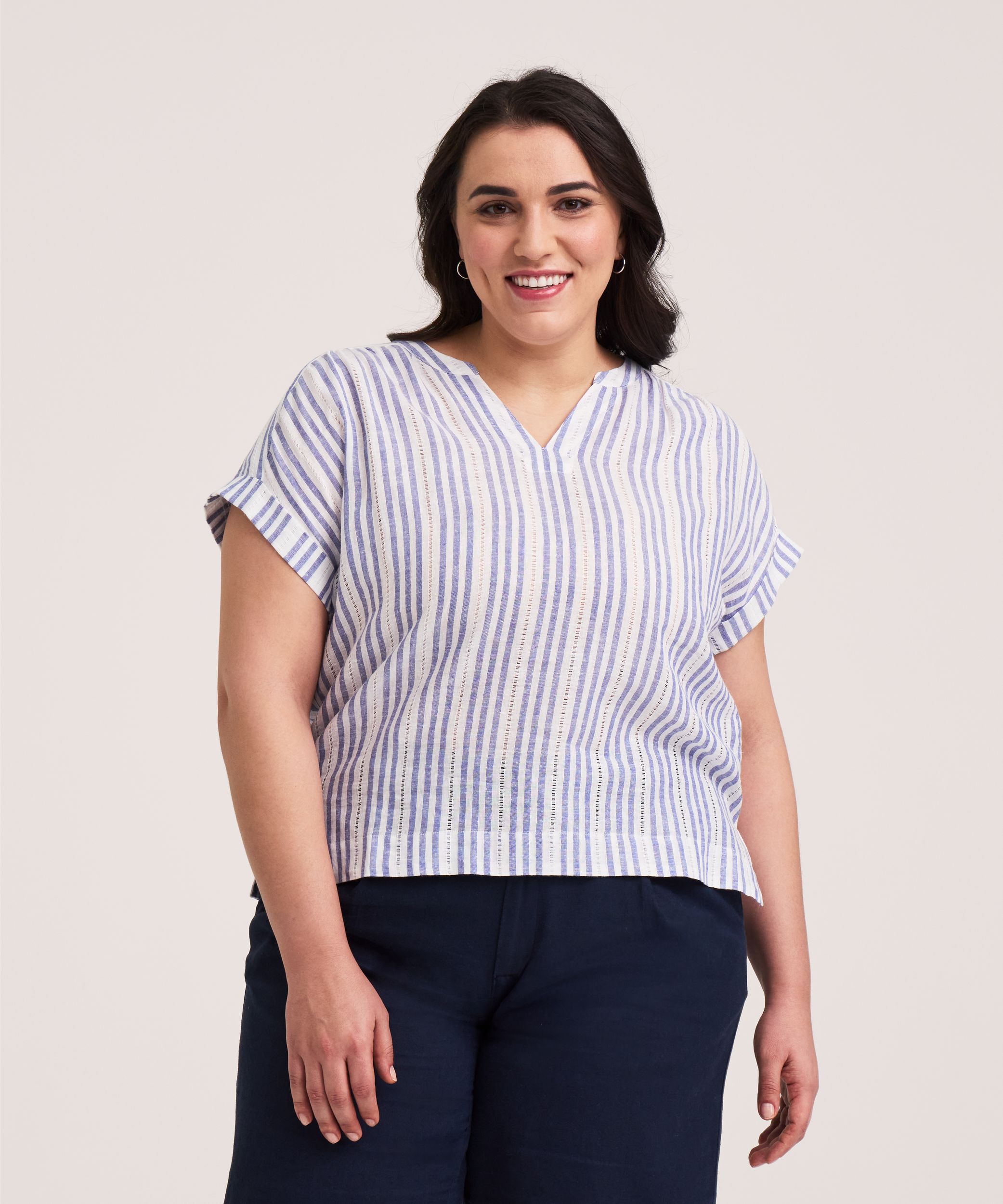 Denver Hayes Women's Short Sleeve Textured Pullover Shirt