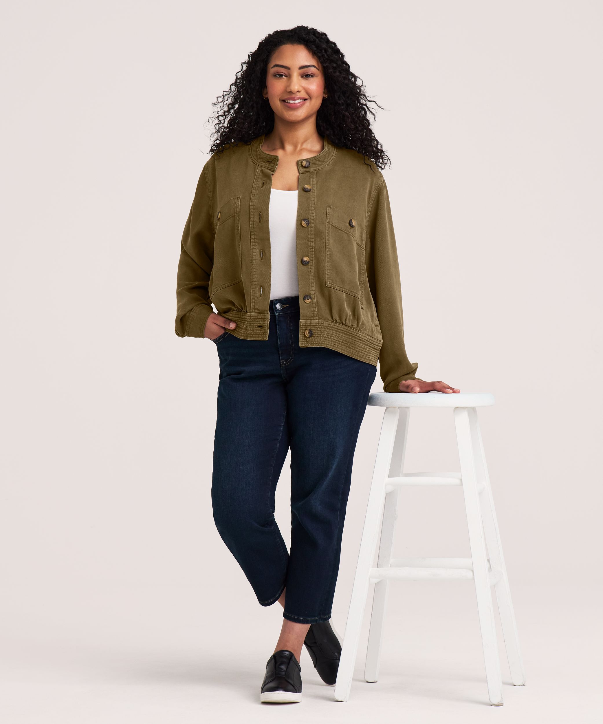 Denver Hayes Women's Tencel Copped Utility Jacket