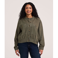 Veste fonctionnelle courte en lyocell pour femmes, Denver Hayes Front_Flat