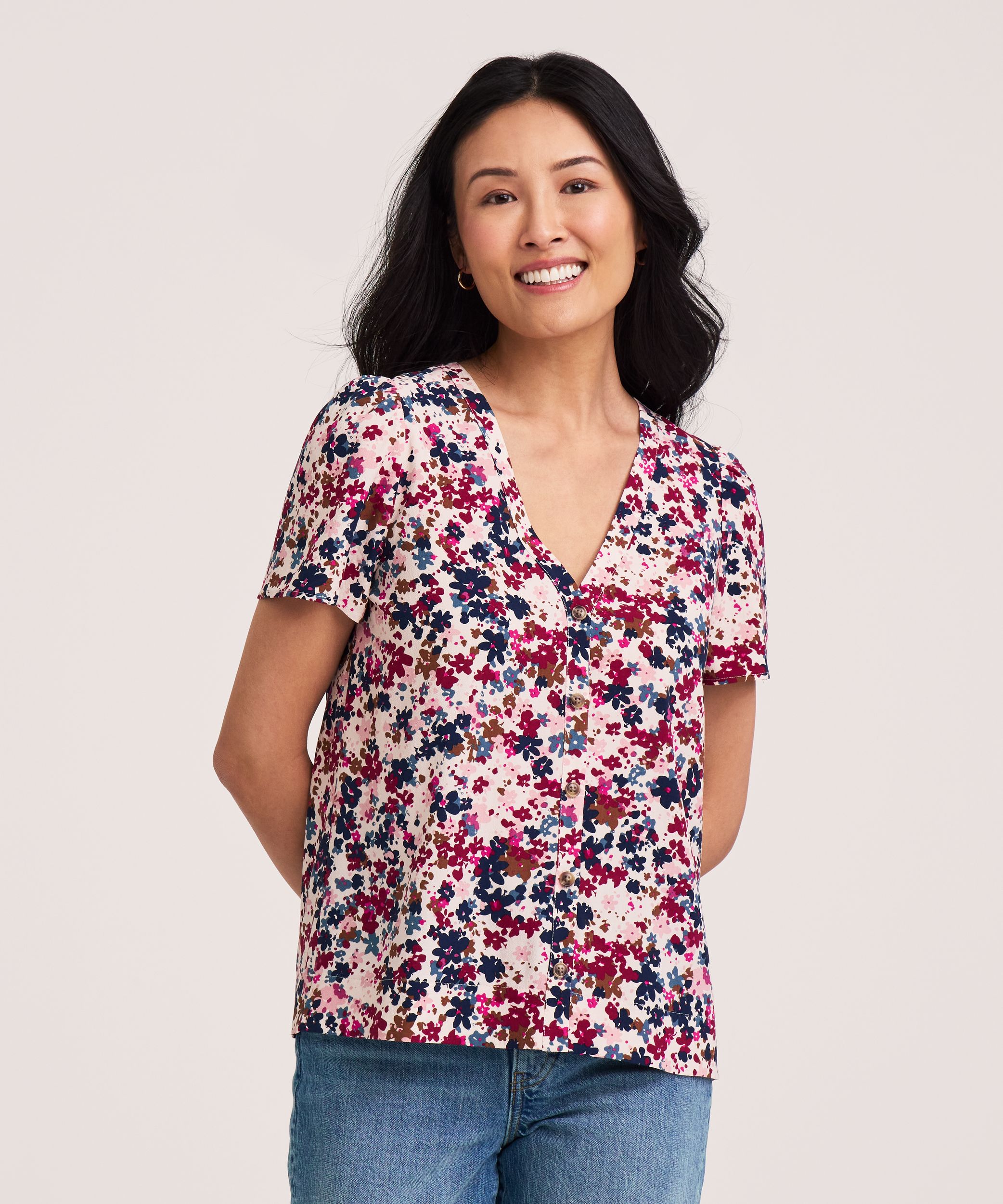 Chemise boutonnée à manches courtes pour femmes, Denver Hayes