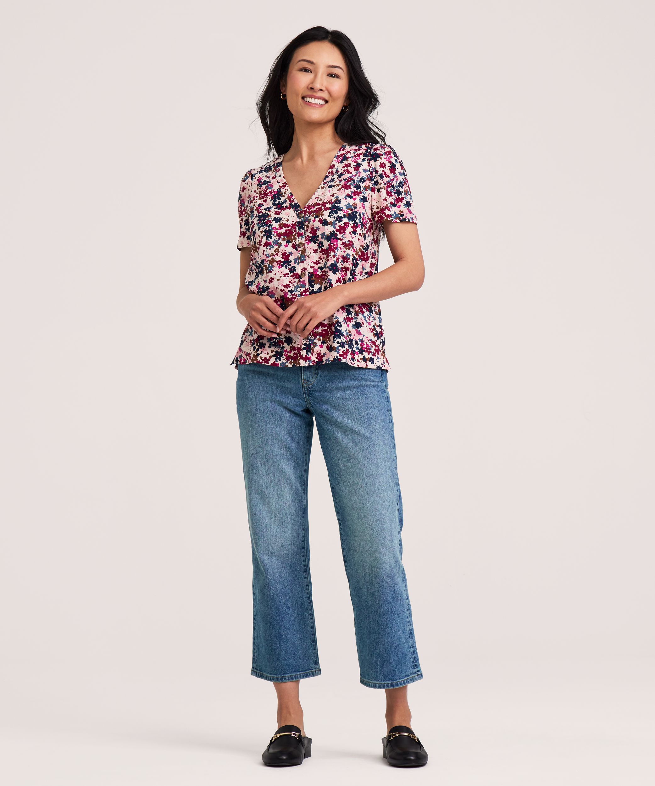 Chemise boutonnée à manches courtes pour femmes, Denver Hayes