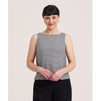 Chemise en mélange de lin sans manches pour femmes, Denver Hayes Front_Flat