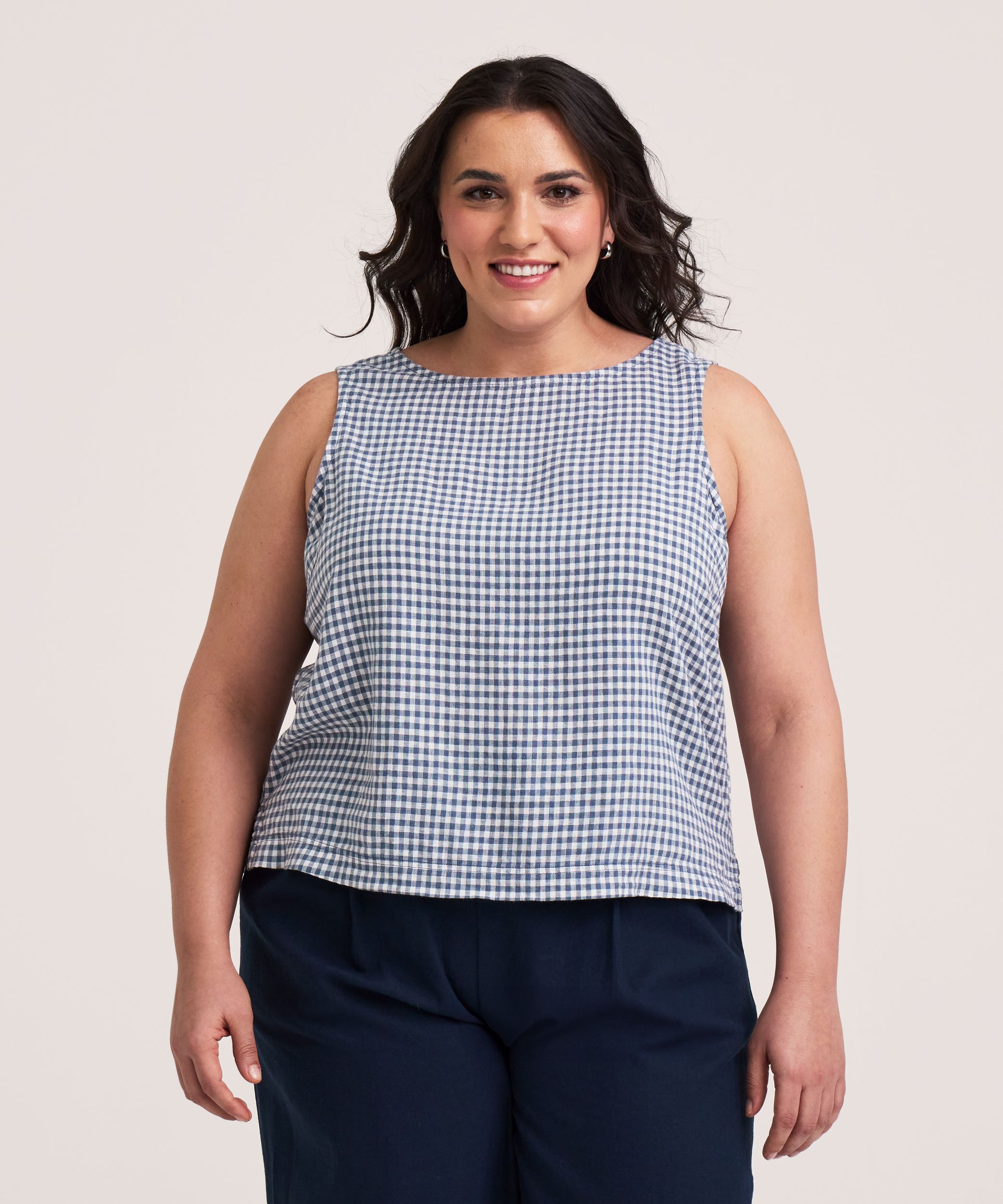 Chemise en mélange de lin sans manches pour femmes, Denver Hayes