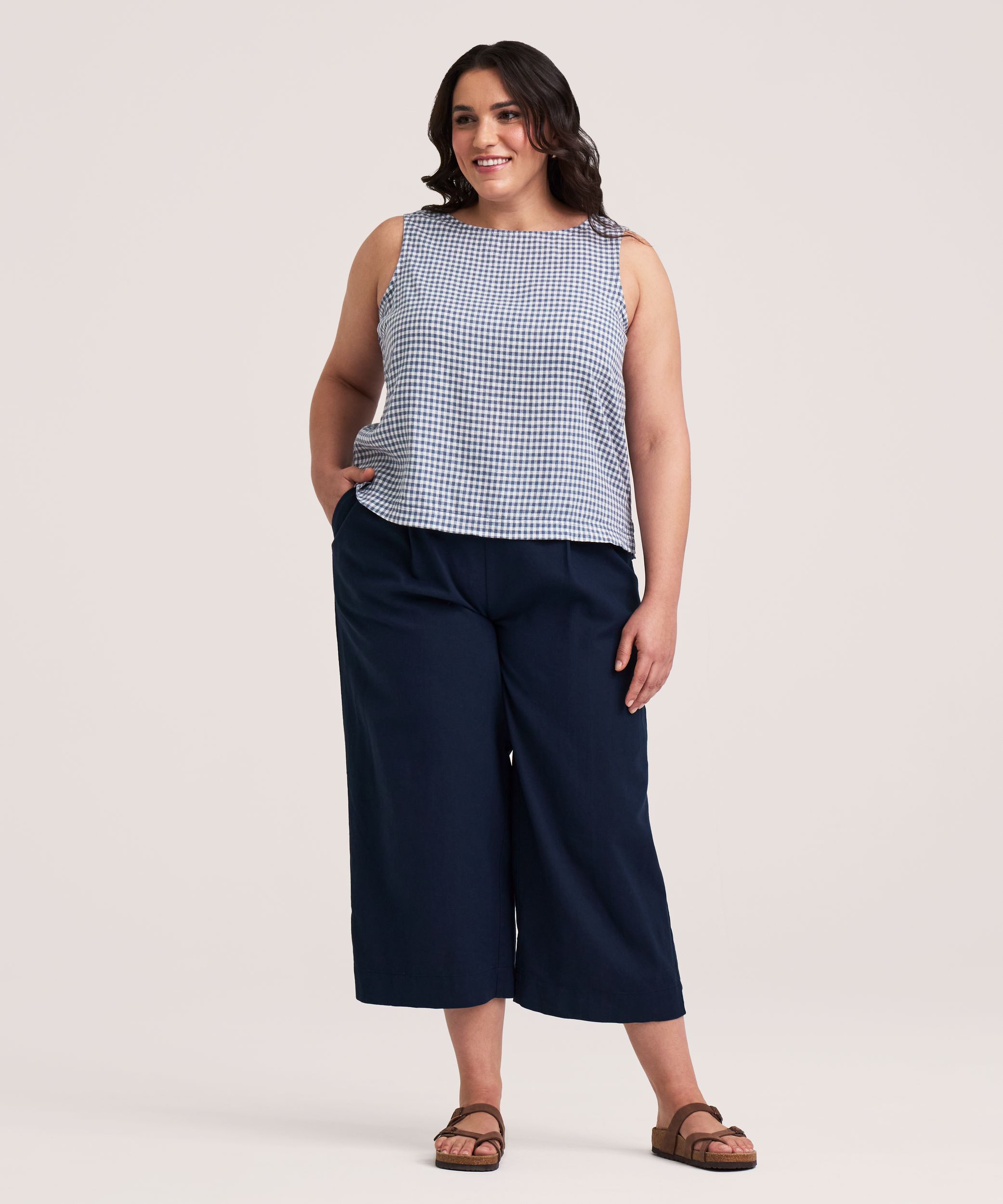 Chemise en mélange de lin sans manches pour femmes, Denver Hayes