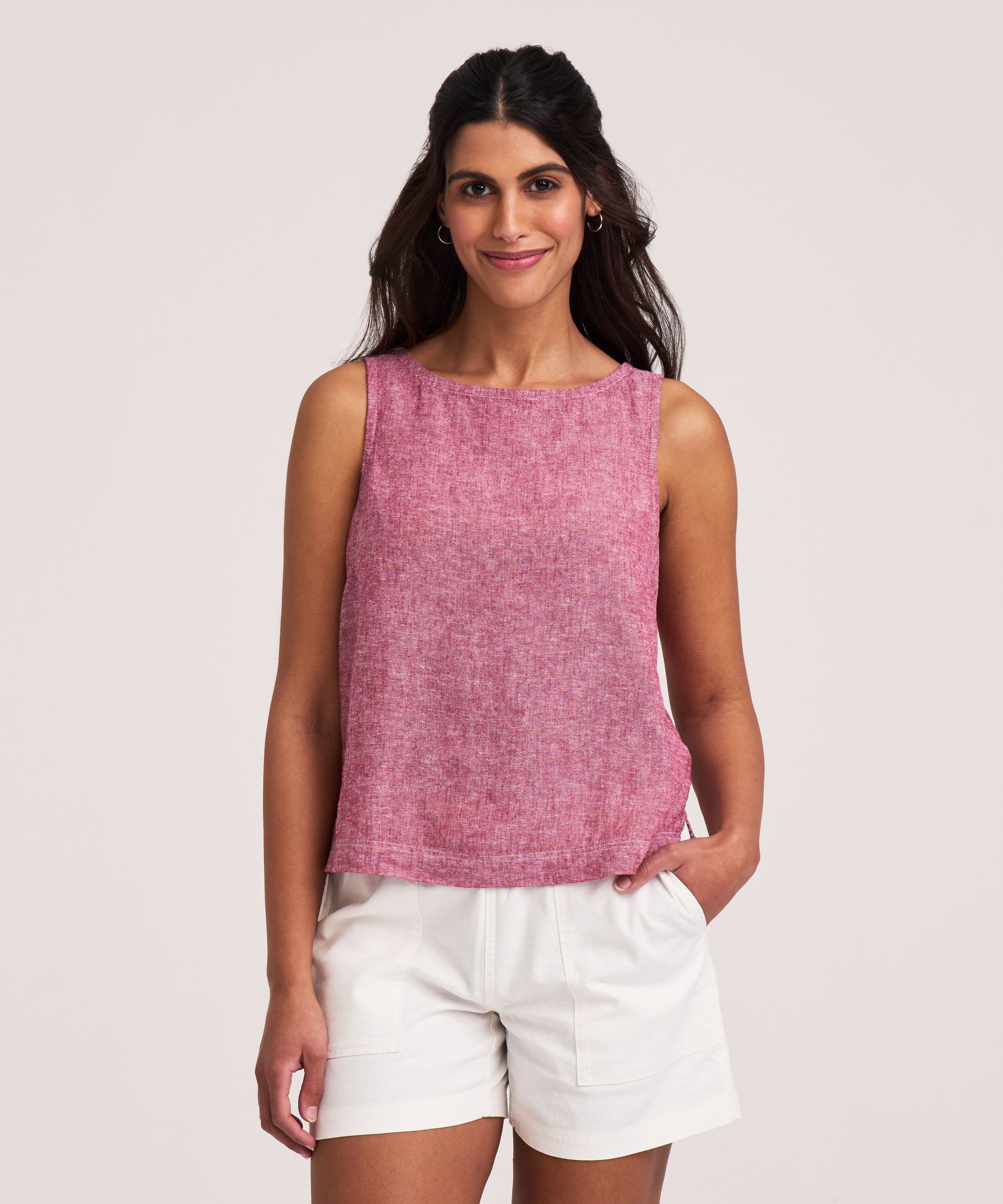 Denver Hayes Women's Sleeveless Linen Blend Shirt