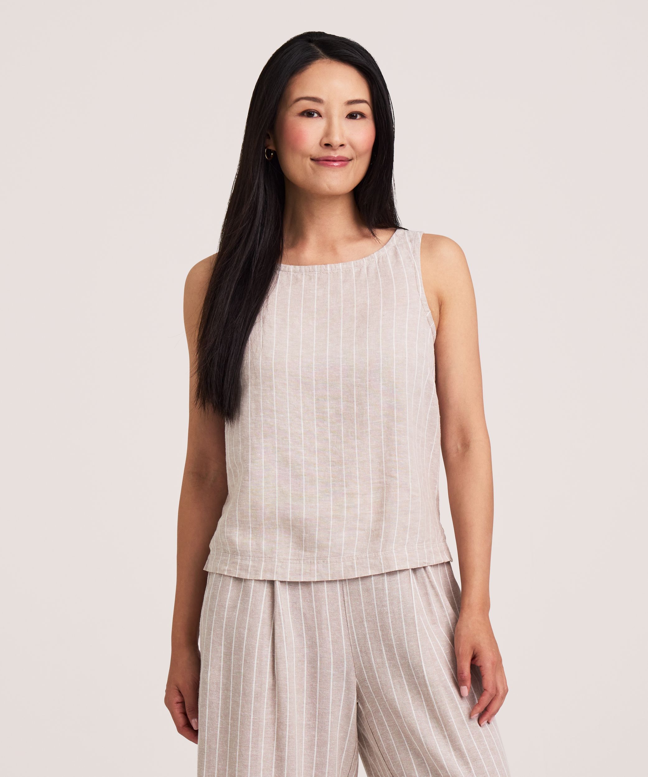 Denver Hayes Women's Sleeveless Linen Blend Shirt