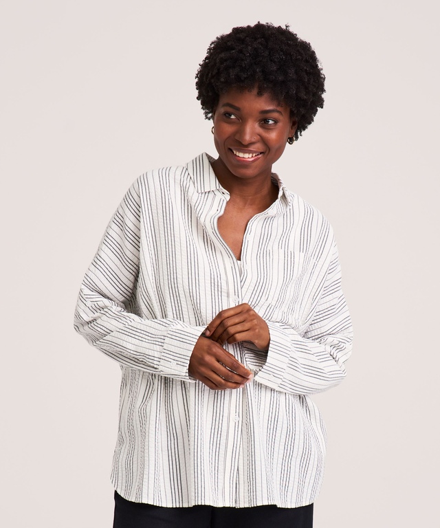 Chemise boutonnée et texturée à manches longues pour femmes, Denver Hayes