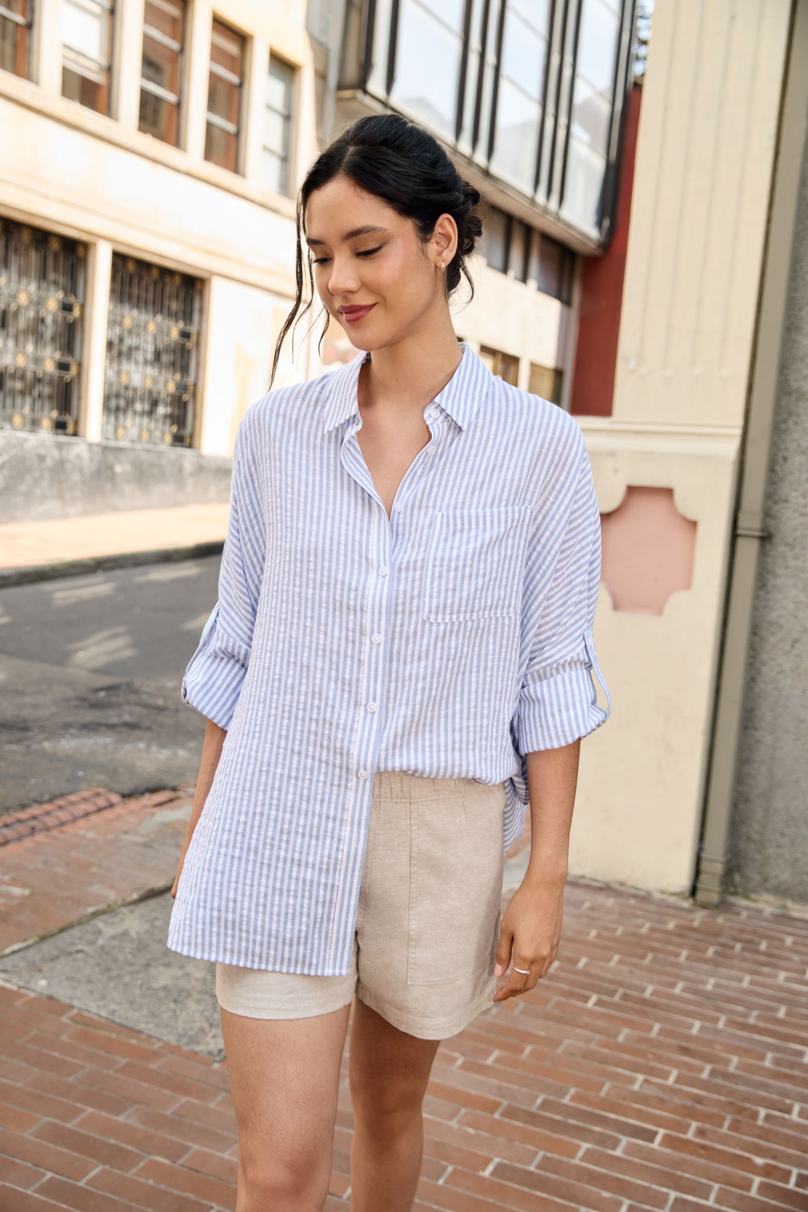 Chemise à manches longues texturée oversize pour femme Denver Hayes