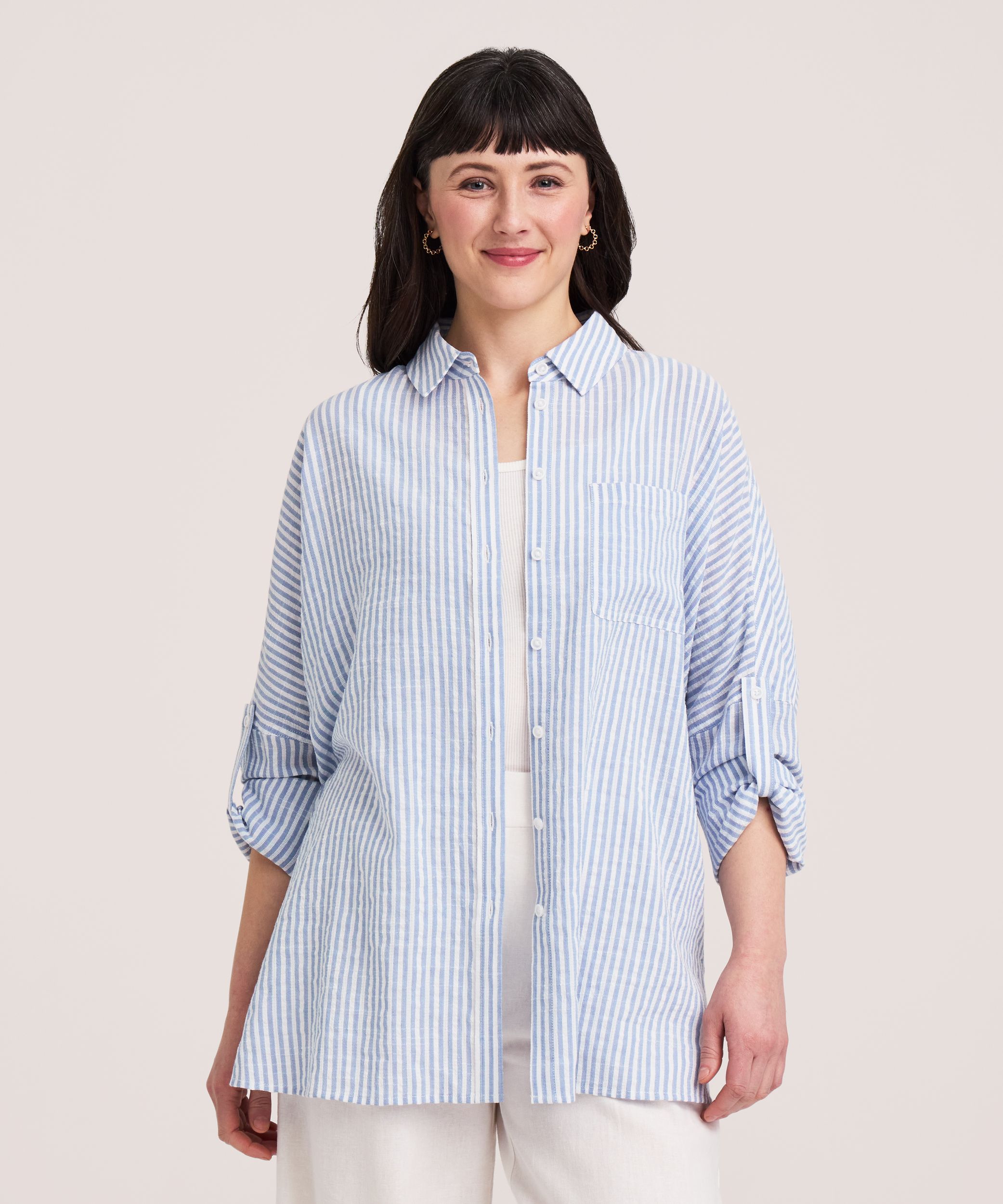 Chemise à manches longues texturée oversize pour femme Denver Hayes