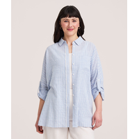 Denver Hayes Women's Oversize Long Sleeve Textured Button-Up Shirt