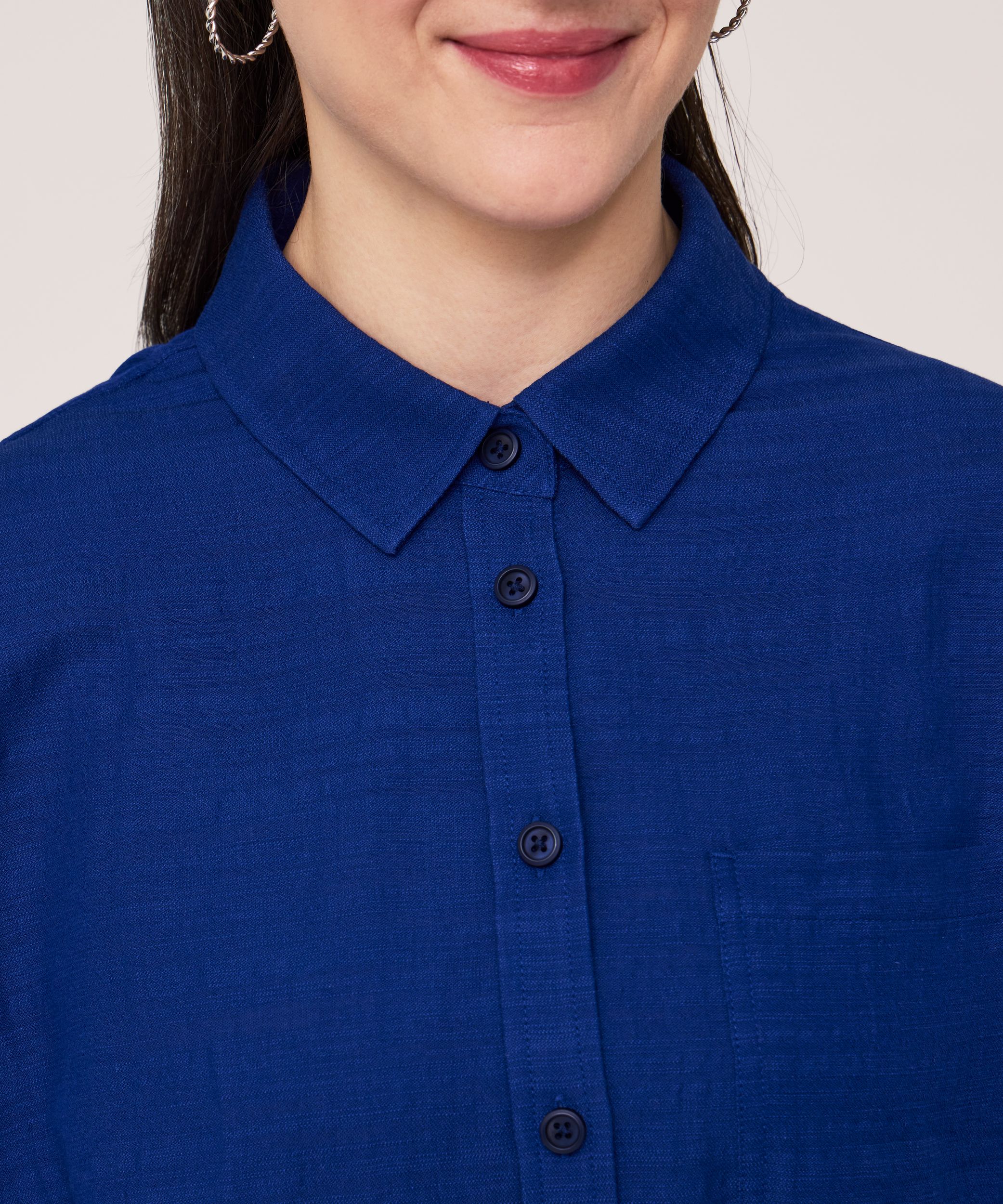 Denver Hayes Women's Long Sleeve Oversized Gauze Button-Up Shirt