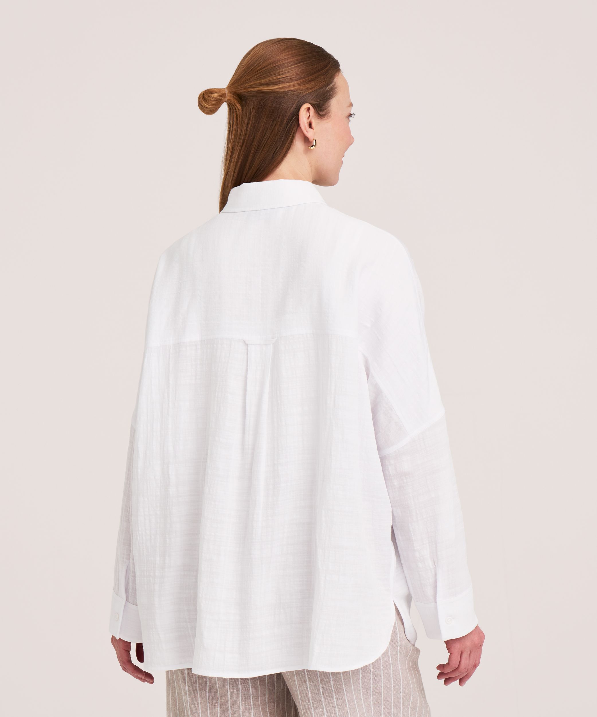 Denver Hayes Women's Long Sleeve Oversized Gauze Button-Up Shirt