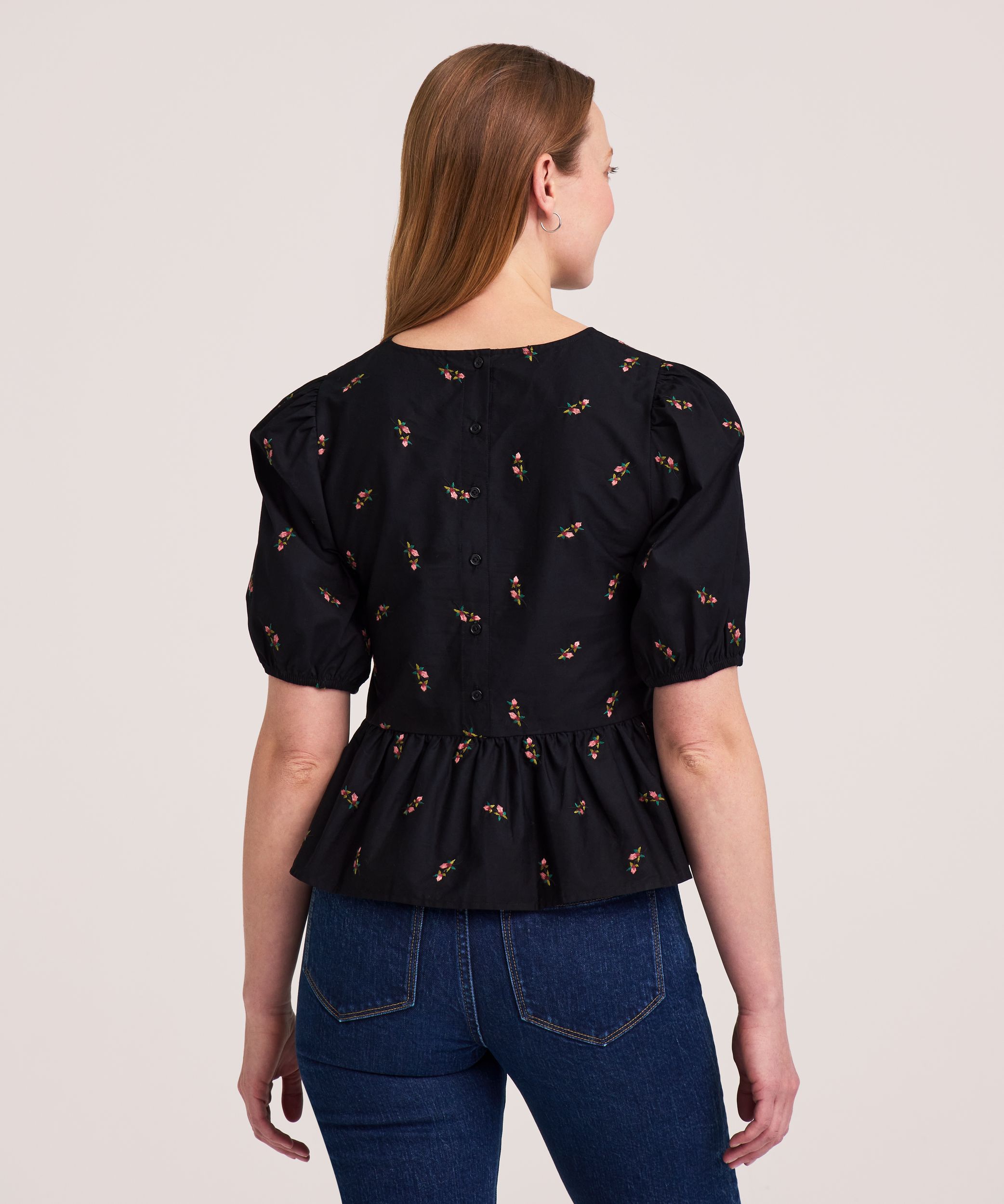 Denver Hayes Women's Puff Sleeve Embroidered Blouse