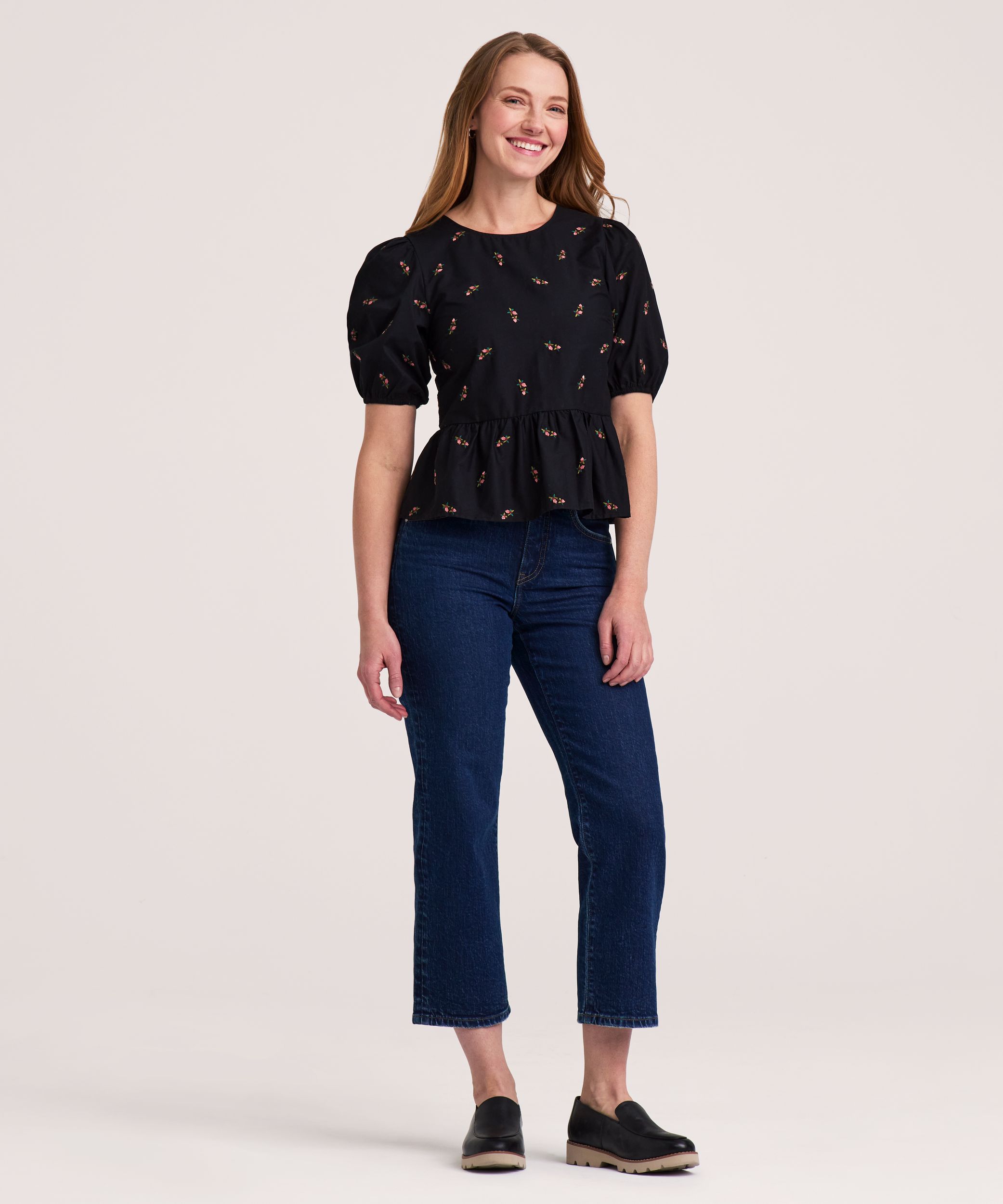 Denver Hayes Women's Puff Sleeve Embroidered Blouse